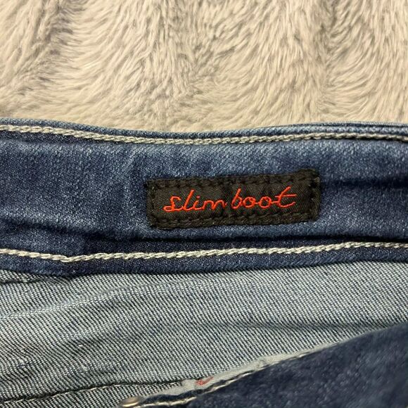 Earl Jeans Women 10 Slim Boot Medium Wash Embroidered Rhinestone Flap Pocket - Picture 4 of 9